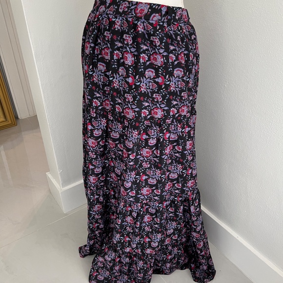 XIRENA Cotton Silk Flowing Layered Boho Maxi Skirt Floral Size M Workwear Causal - Picture 2 of 8